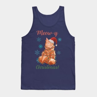 Meow-y Christmas! - Red Maine Coon Tank Top